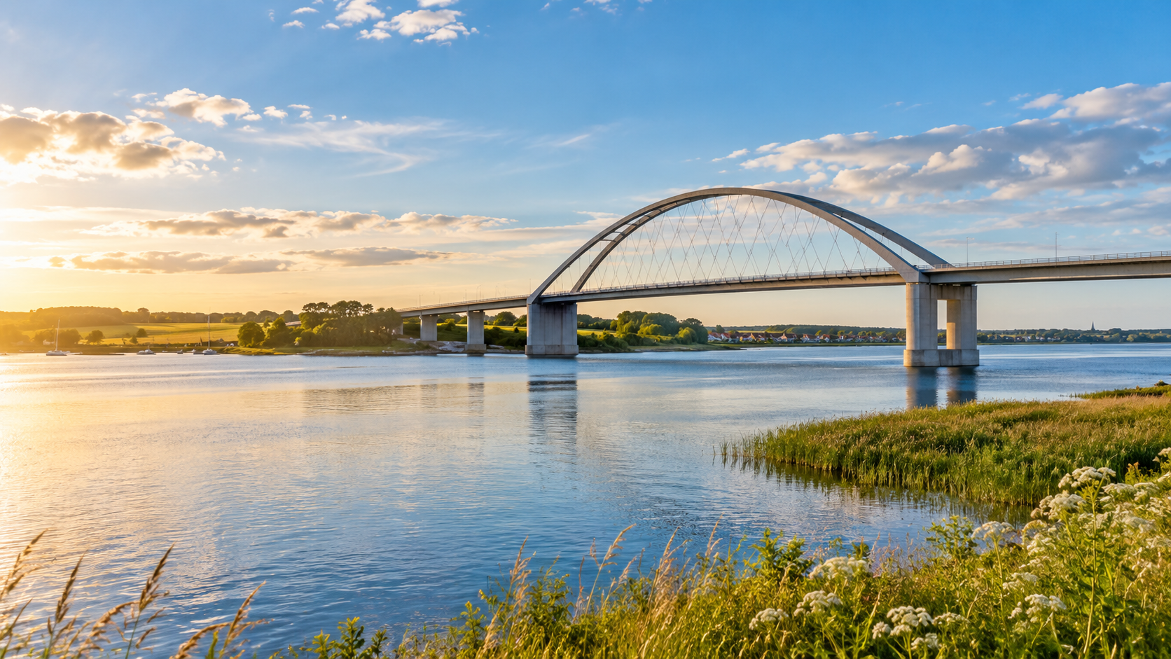 Brücke über einem See in Schleswig-Holstein
